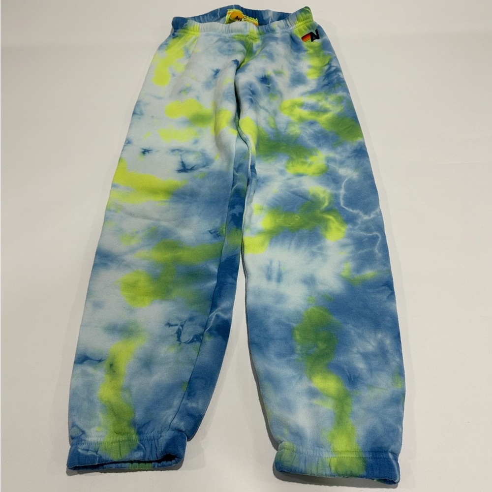 Aviator Nation Hand Dyed Sweatpants Neon Yellow / Blue - EUC